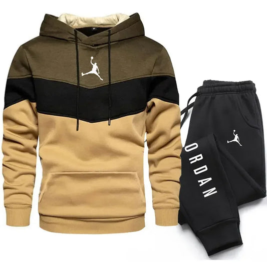 Winter Men's Clothing Men Sets Printing Hoodie Set Fleece Sweatshirt