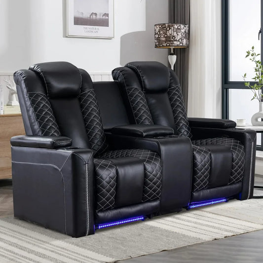 Home Theater Seating, Electric Power Loveseat Recliner with USB Ports