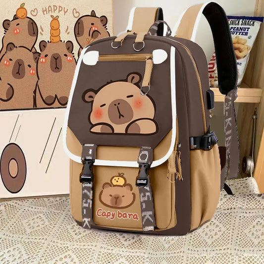 Capybara Computer Backpack College School Casual Daypack Teens